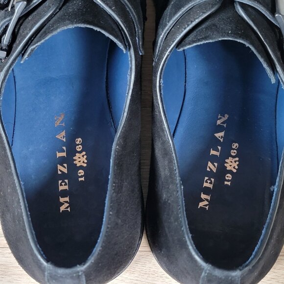 Mezlan Meier Double Monk Strap Shoes Mens Size 10.5 M Black Suede Chisel Toe - Picture 5 of 10